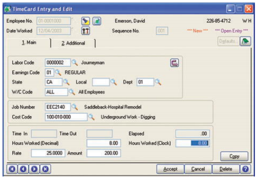 Time Card Module for Sage 100 Cloud ERP