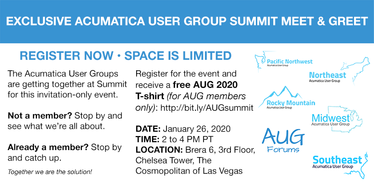 Cloud ERP Acumatica Summit User Group Meet and Greet