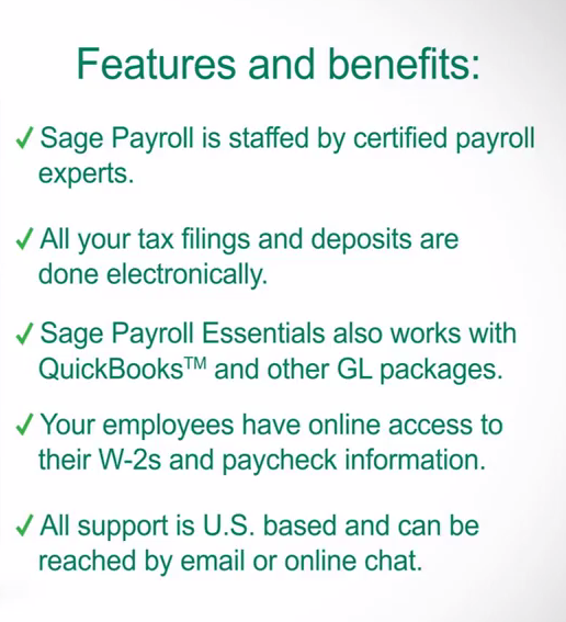 Sage 100 Cloud ERP Payroll Essentials Feature List